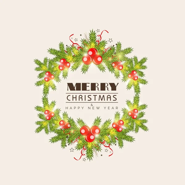 Happy New Year and Merry Christmas greeting card design. — Stock Vector