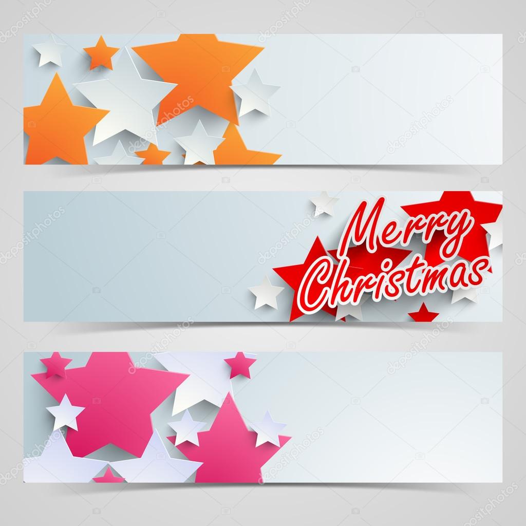 Merry Christmas celebration website header or banner set.