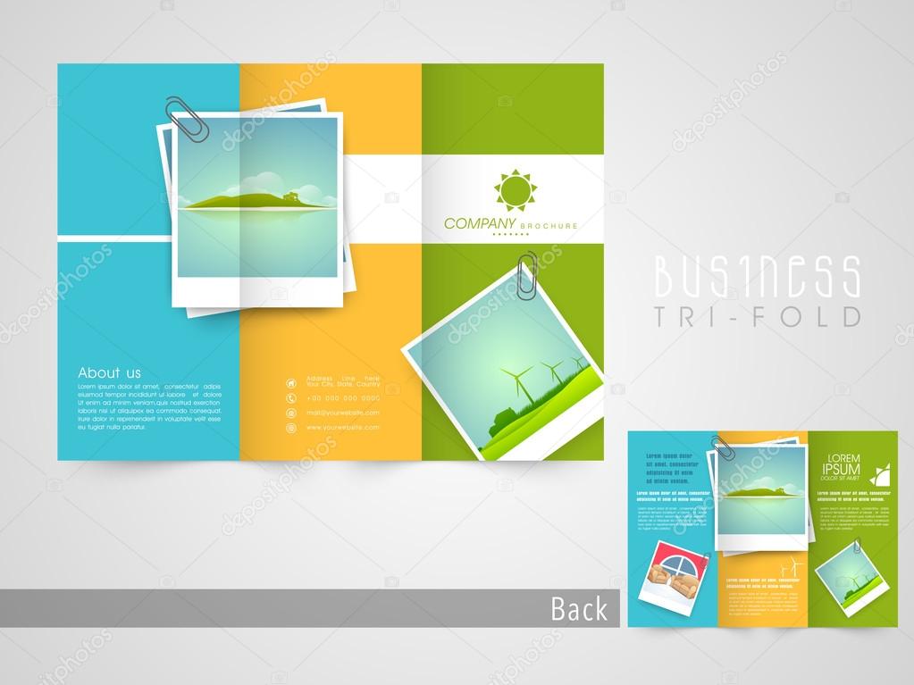 Professional trifold brochure, catalog or flyer template for business.