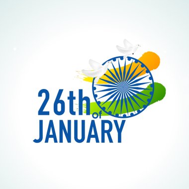 Güzel metin, Ashoka tekerlek ve güvercinler için Hint Cumhuriyet Bayramı.