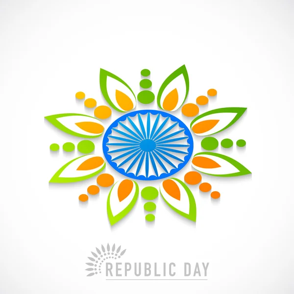 Festa della Repubblica Indiana con bellissimi rangoli e Ashok Wheel . — Vettoriale Stock
