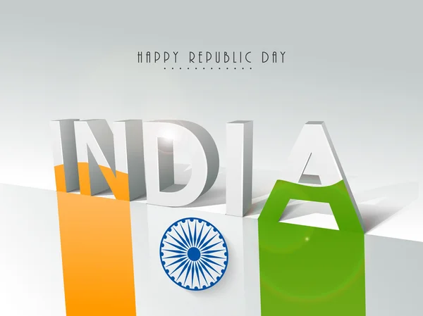 Día de la República India con hermoso texto y bandera . — Vector de stock