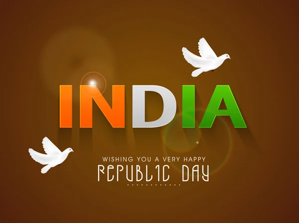 Mooie tekst met duif voor Indian Republic Day viering. — Stockvector