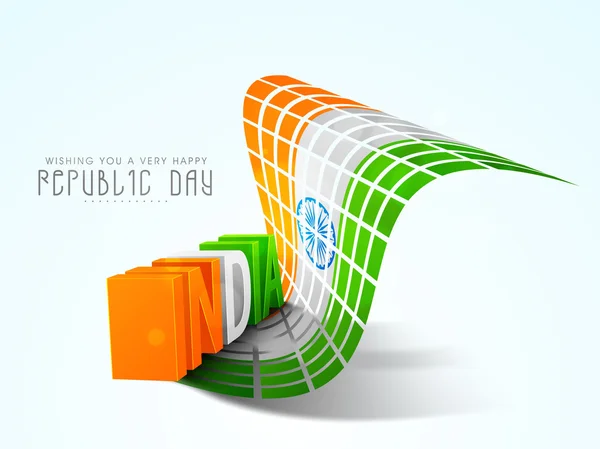 Hochglanz-3D-Text von Indien mit kreativer Nationalflagge. — Stockvektor