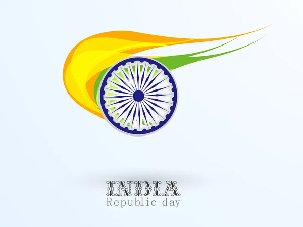 Indian Republic Day celebration with Ashoka Wheel and national flag. — Stock Vector