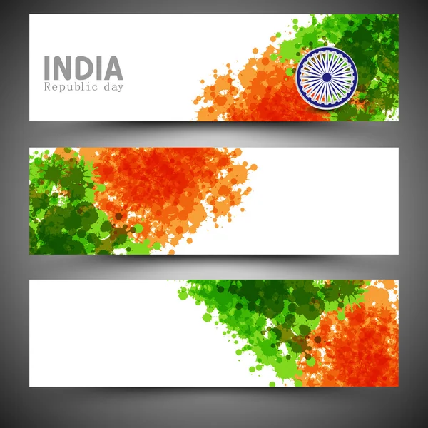 Web header or banner set for Indian Republic Day celebration. — Stock Vector