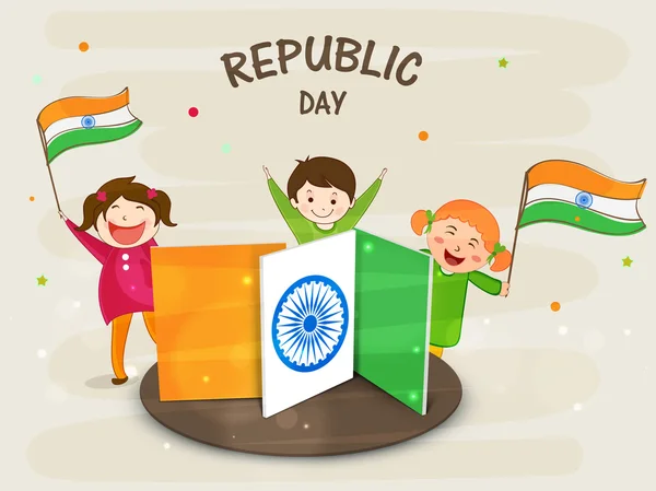 Celebraciones del Día de la República India con niños lindos . — Vector de stock