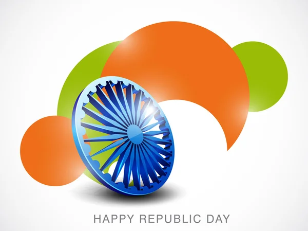 Celebraciones del Día de la República India con la rueda de Ashoka . — Vector de stock