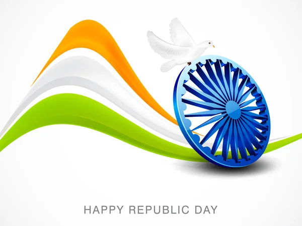 Celebraciones del Día de la República India con la rueda de Ashoka . — Vector de stock