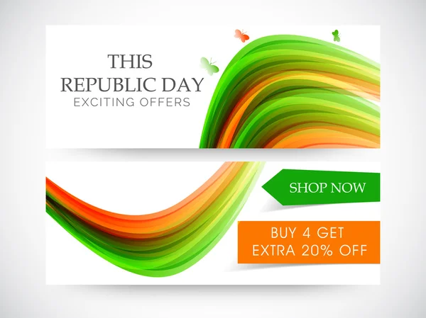 Website header of banner van verkoop voor de dag van de Republiek van de Indiase. — Stockvector