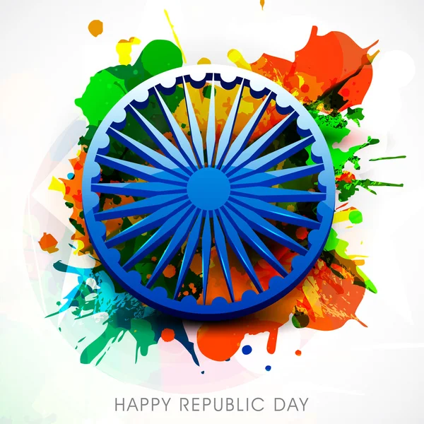 Indian Republic Day celebrations with Ashoka Wheel. — Stock Vector