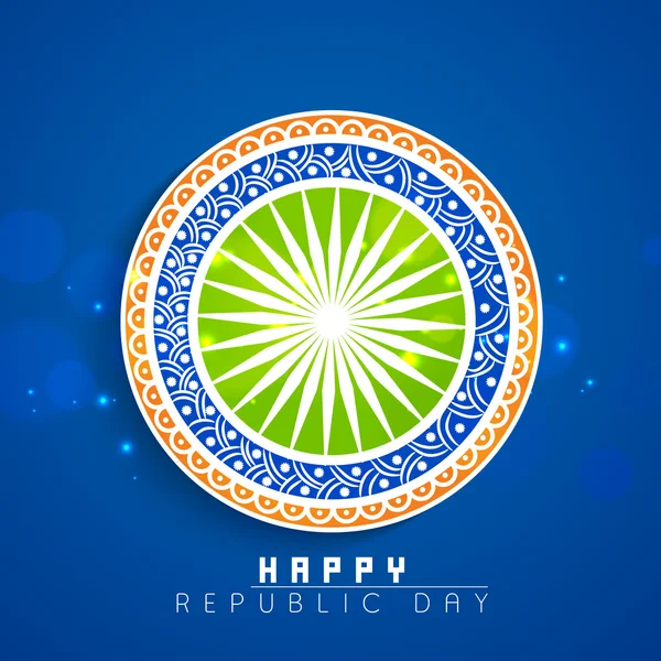 Happy Indian Republic Day celebration with Ashoka Wheel. — Stock Vector