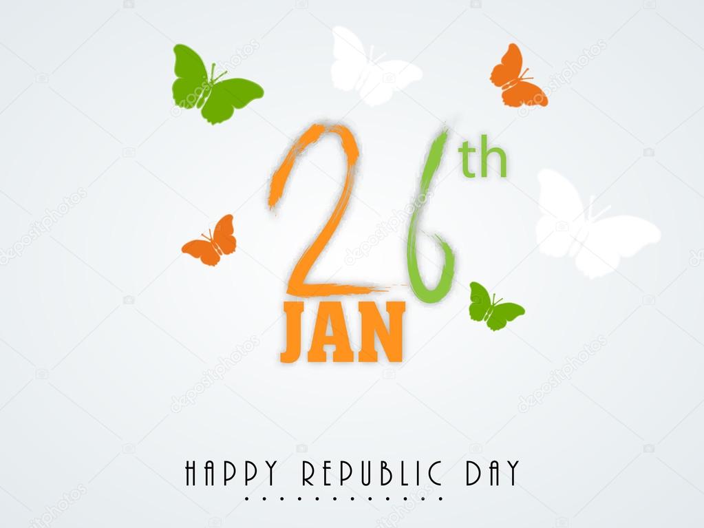 Indian Republic Day celebration concept with text and butterfly.