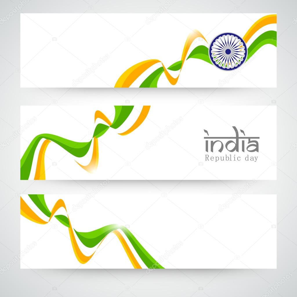 Indian Republic Day celebration web header or banner set.
