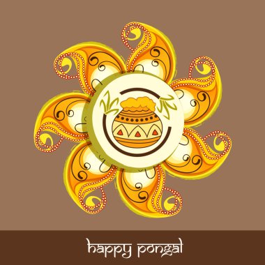 Beautiful rangoli for Happy Pongal festival celebrations. clipart