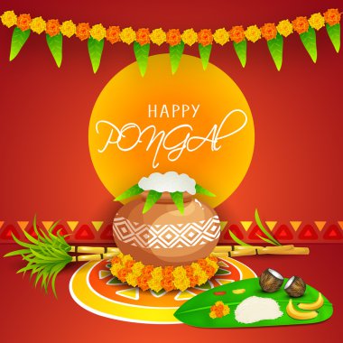 Güneyde Hint Festivali mutlu Pongal kutlama kavramı.