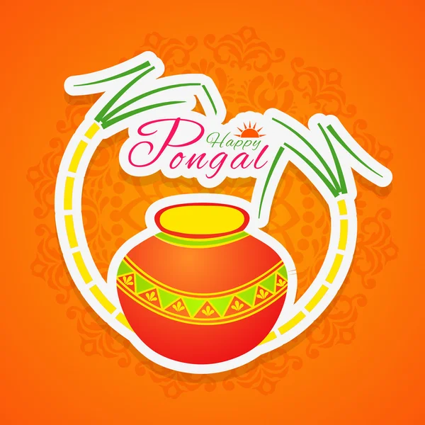 South Indian festival Happy Pongal celebrations. — Stock Vector