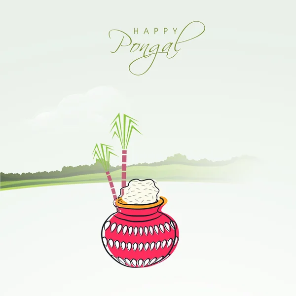 Concepto de festival del sur de la India Felices celebraciones de Pongal . — Vector de stock