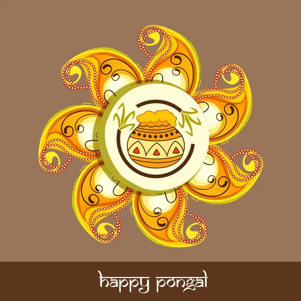 Красивые ранголи для празднования фестиваля Happy Pongal . — стоковый вектор