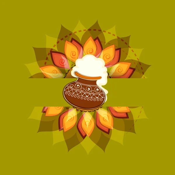 Conceptul de sărbătoare a festivalului indian de Sud Happy Pongal . — Vector de stoc