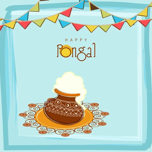 Concept van het vieren van Happy Pongal festival. — Stockvector