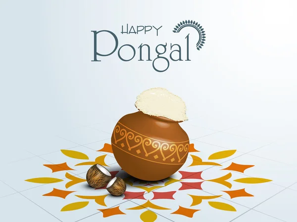 Happy Pongal festival Jižní Indie oslava koncepce. — Stockový vektor