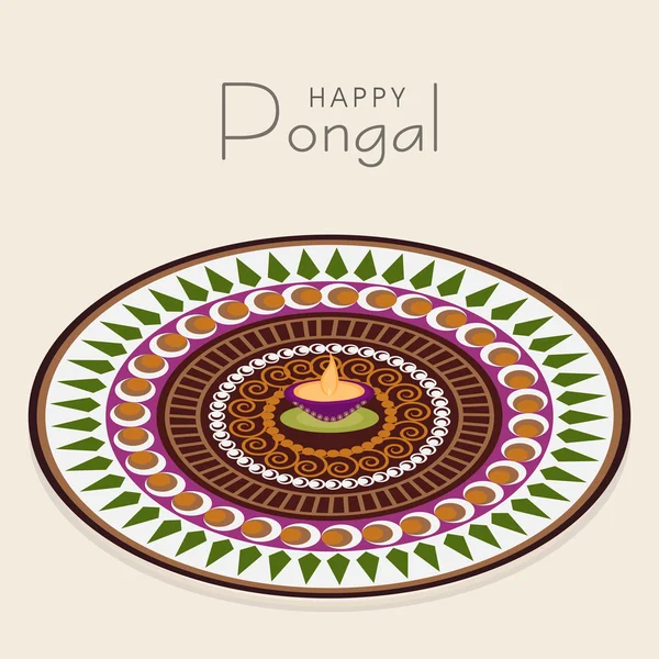 南インドの祭り、幸せ Pongal の祭典. — ストックベクタ