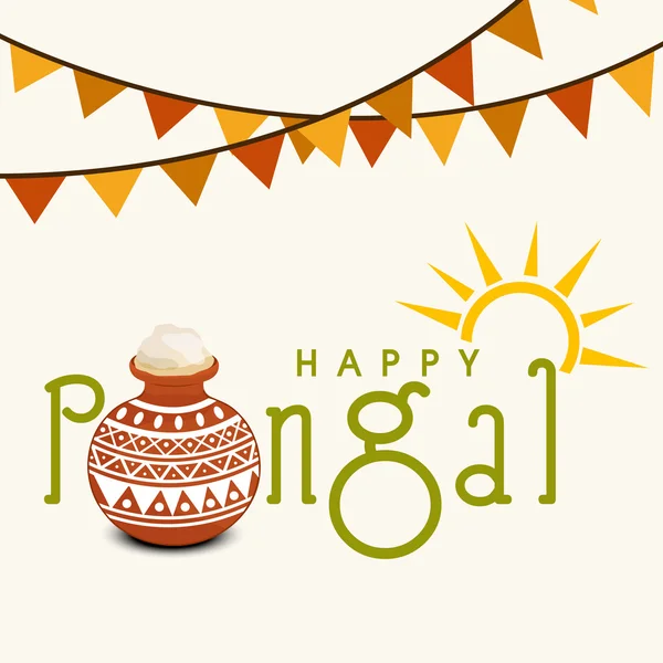 Concept of celebrating South Indian festival Happy Pongal. — Stock Vector