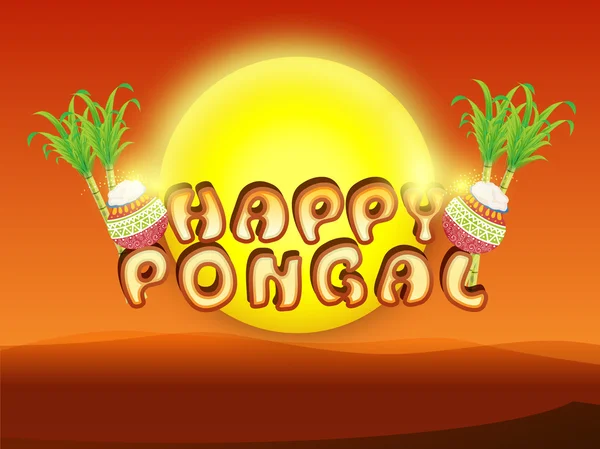 Plakát nebo nápis design pro Happy Pongal oslavy. — Stockový vektor