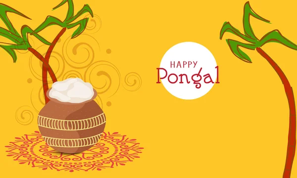 Conceito de festival do sul da Índia, celebrações Happy Pongal . — Vetor de Stock