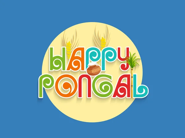 South Indian festival Happy Pongal celebration concept. — Stock Vector