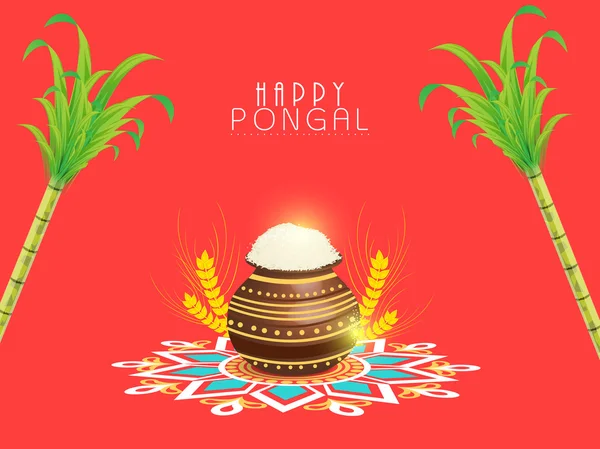南インド祭り、幸せ Pongal 行事の概念. — ストックベクタ