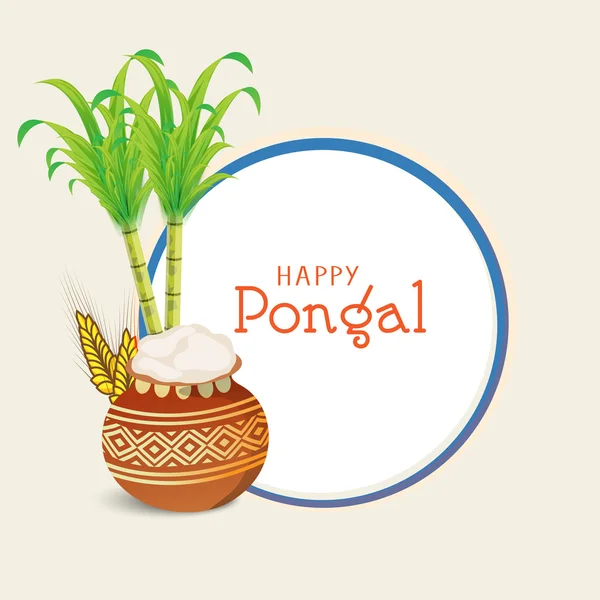 Concept of South Indian festival, Happy Pongal celebrations. — Stock Vector