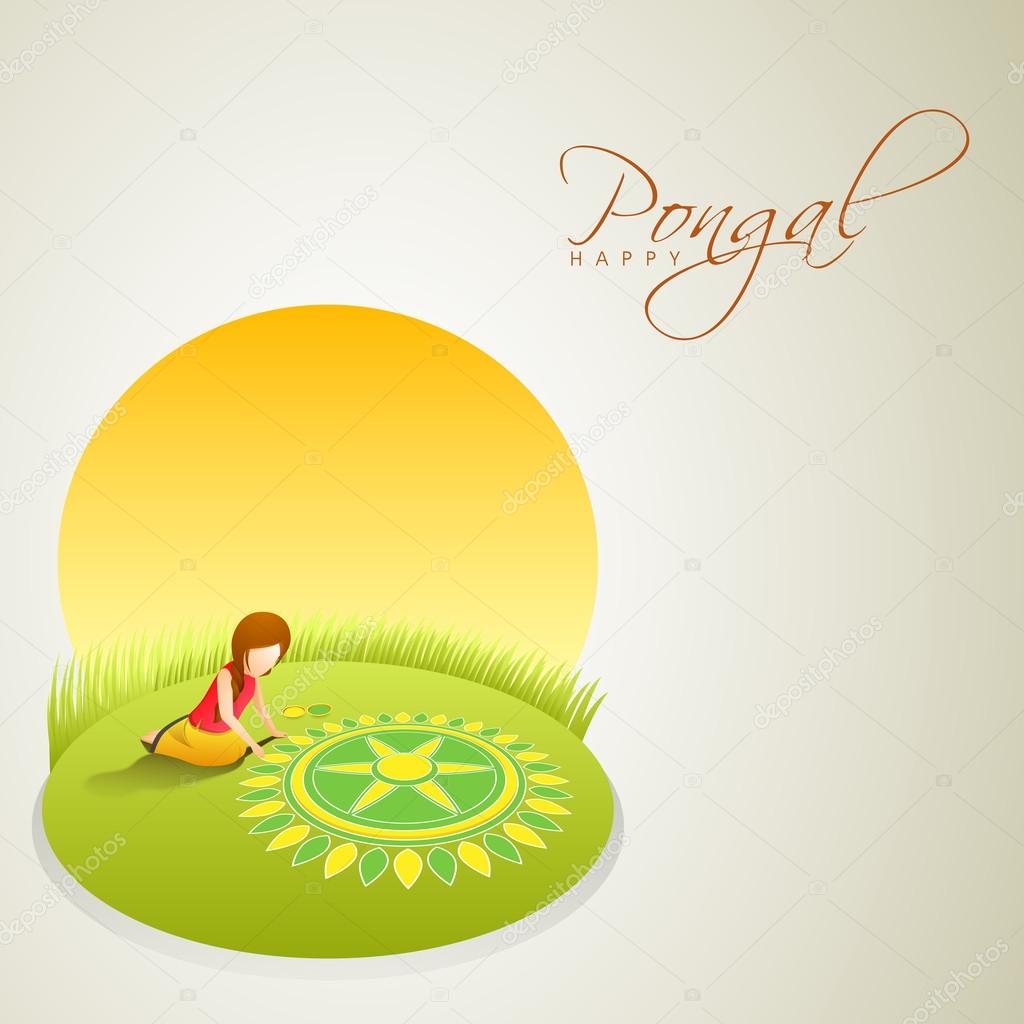 Concept of celebrating South Indian festival Pongal.