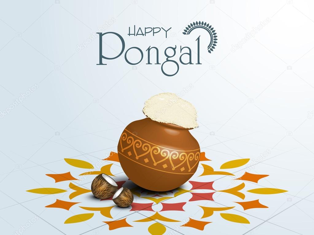 Happy Pongal festival of South India celebration concept.