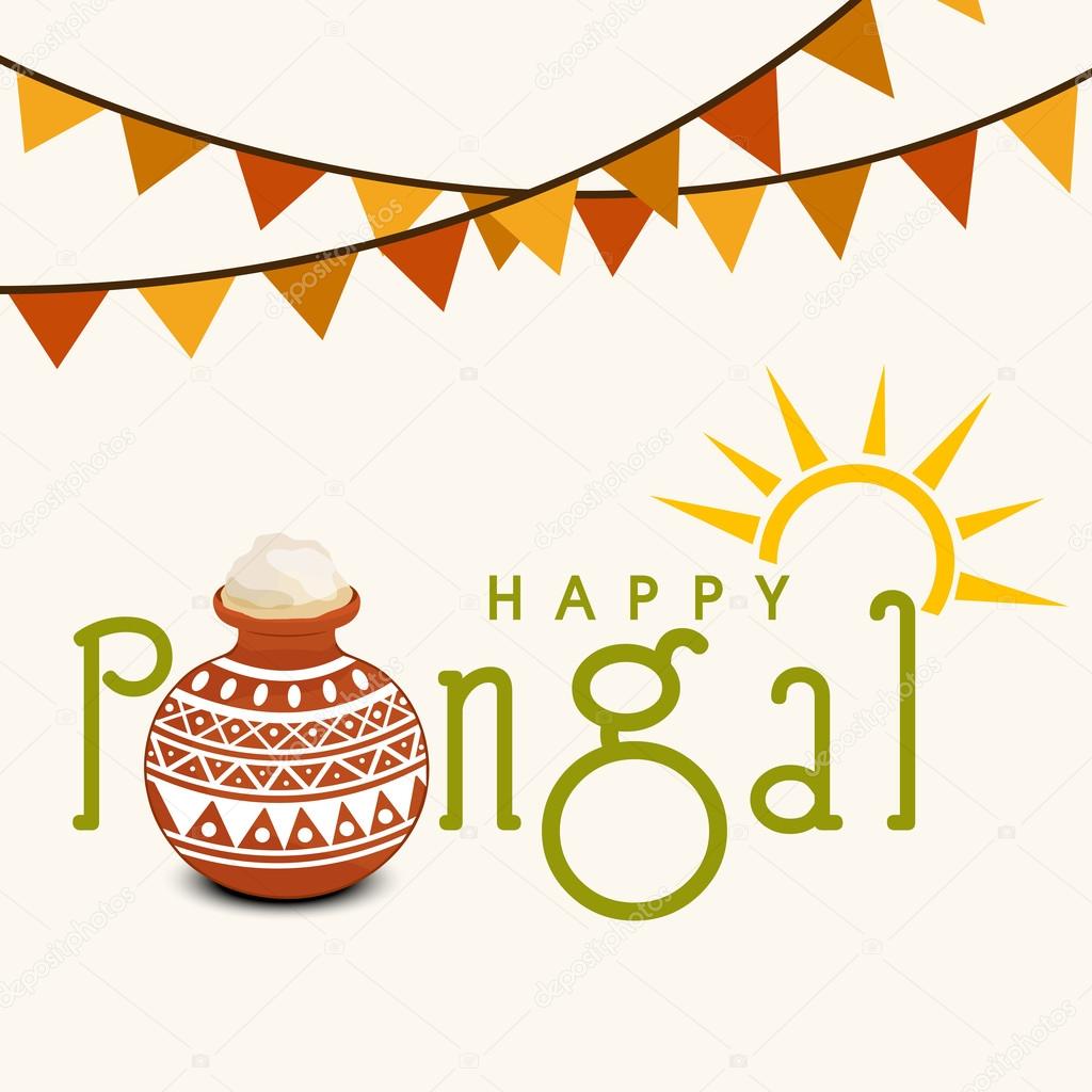 Concept of celebrating South Indian festival Happy Pongal.