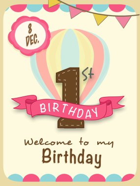 Download 1st Birthday Invitation Card Free Vector Eps Cdr Ai Svg Vector Illustration Graphic Art