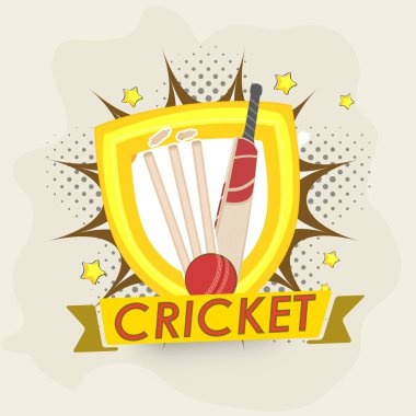 Cricket objects with winning shield. clipart