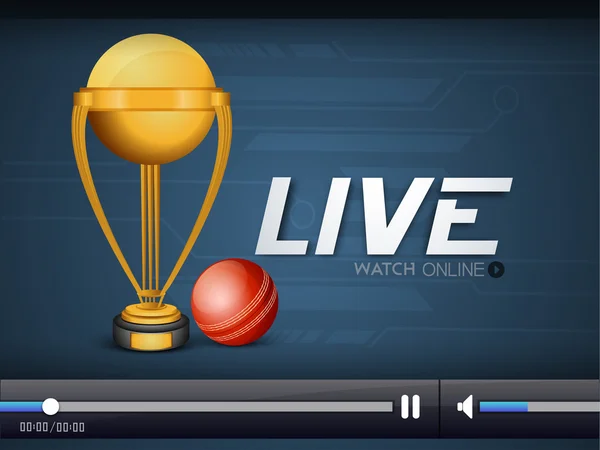 Cricket Live Video Player Fenster. — Stockvektor
