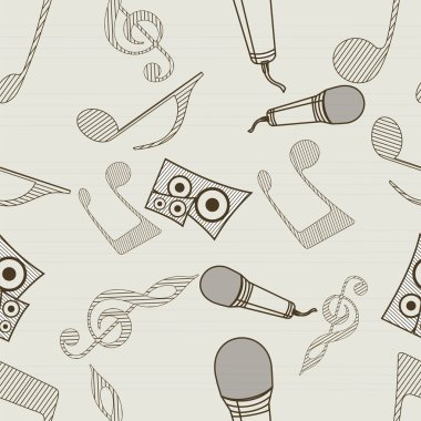 Müzik aleti ve notlar ile Seamless Modeli.