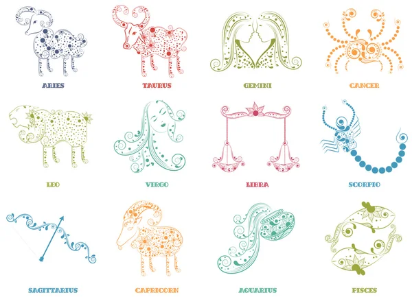 Douze Zodiaque ou Horoscope signe concept . — Image vectorielle