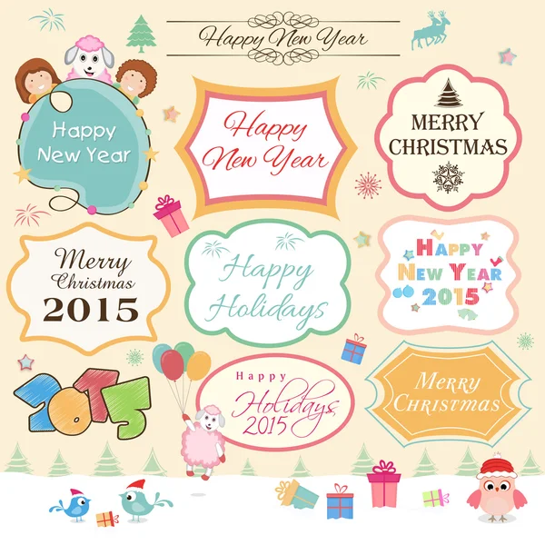 Sticker ou étiquette pour le Nouvel An, Noël et l'Année Chinoise du Goa — Image vectorielle