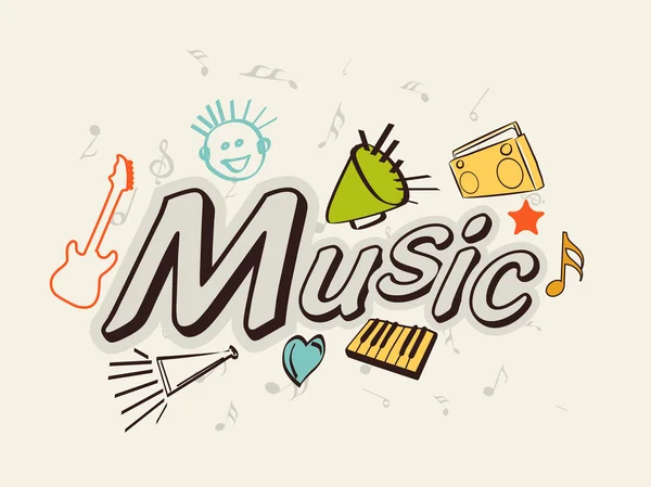 Concept of stylish text of Music. — Stock Vector