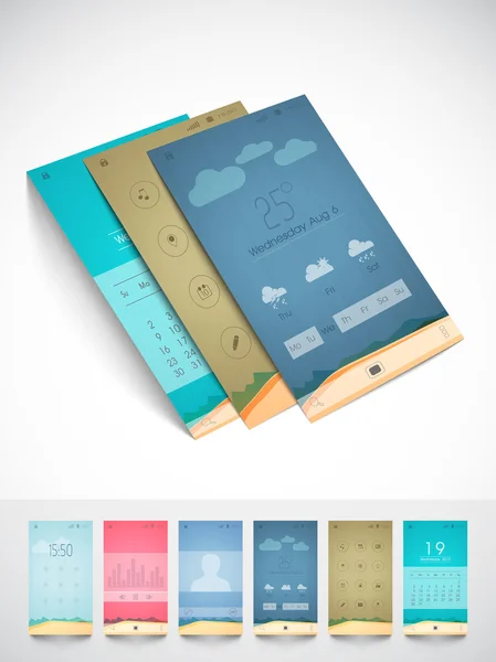 Brochure e template per l'interfaccia utente mobile . — Vettoriale Stock