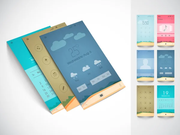 Concept van mobiele user interface met sjabloon. — Stockvector
