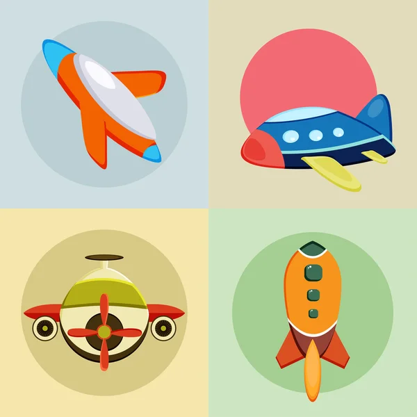 Quattro icone colorate dei razzi . — Vettoriale Stock