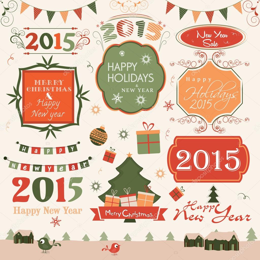 Label or sticker for Christmas and New Year celebration.