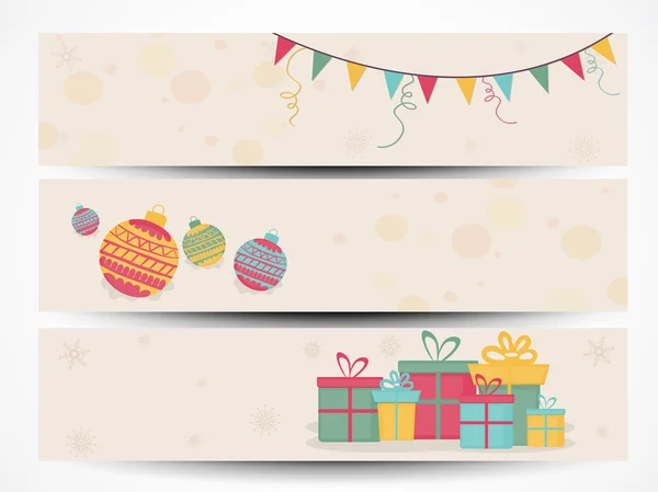 Web header or banner for Christmas and New Year celebration. — Stock Vector