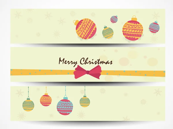 Encabezado del sitio web o conjunto de banners para la celebración de Feliz Navidad . — Archivo Imágenes Vectoriales