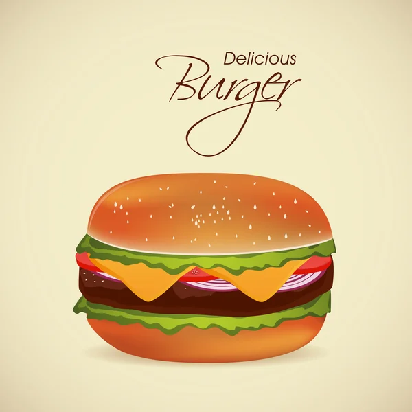 Delicious burger concept. — Stock Vector